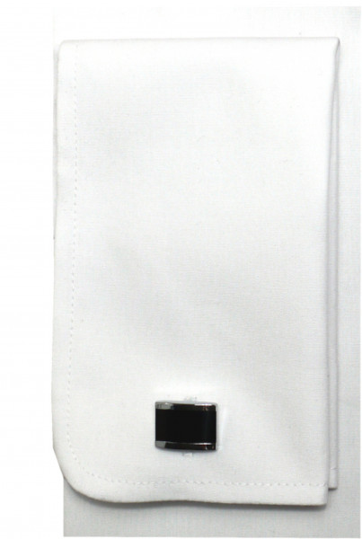 HUBER Umschlag-Manschetten Hemd weiß+Krawatte schwarz+Mansch.Knopf HU-5361 Slim