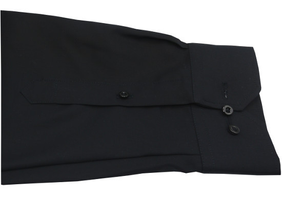 HUBER Herren Mao Mandarin Asia Stehkragen Hemd schwarz Regular HU-0072 Made inEU