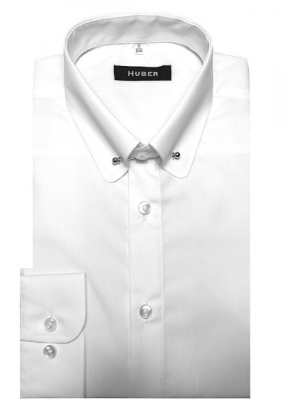 HUBER Hemd weiß Piccadilly Kragen mit Nadel und Krawatte Regular HU-5530 Regular