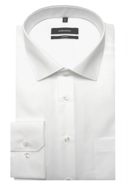 Seidensticker Langarm Hemd weiß bügelfrei incl. Krawatte schwarz SC-2001 Comfort