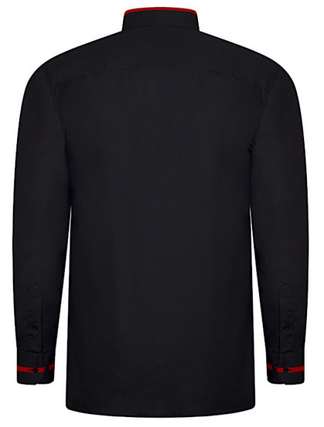 HUBER Stehkragen Hemd schwarz-rot Regular Fit HU-0562 Made in EU