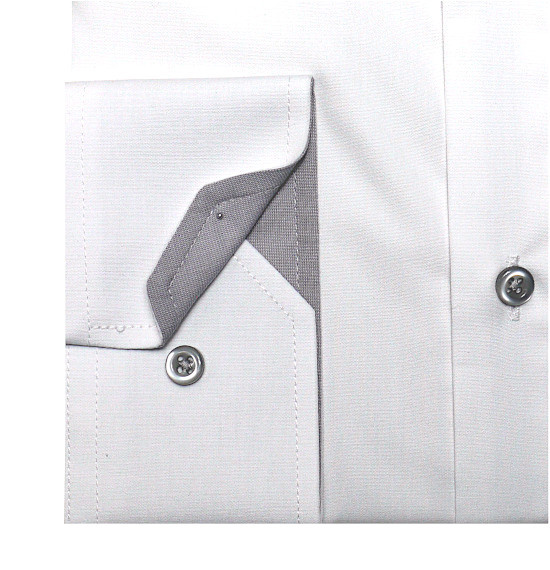HUBER Hemd mit Button-down-Kragen weiss-grau Patch Regular Fit HU-0457