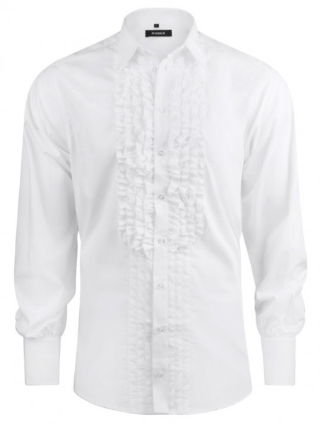 HUBER Rüschen Hemd weiß Qualität Made in EU HU-0091 Comfort Fit